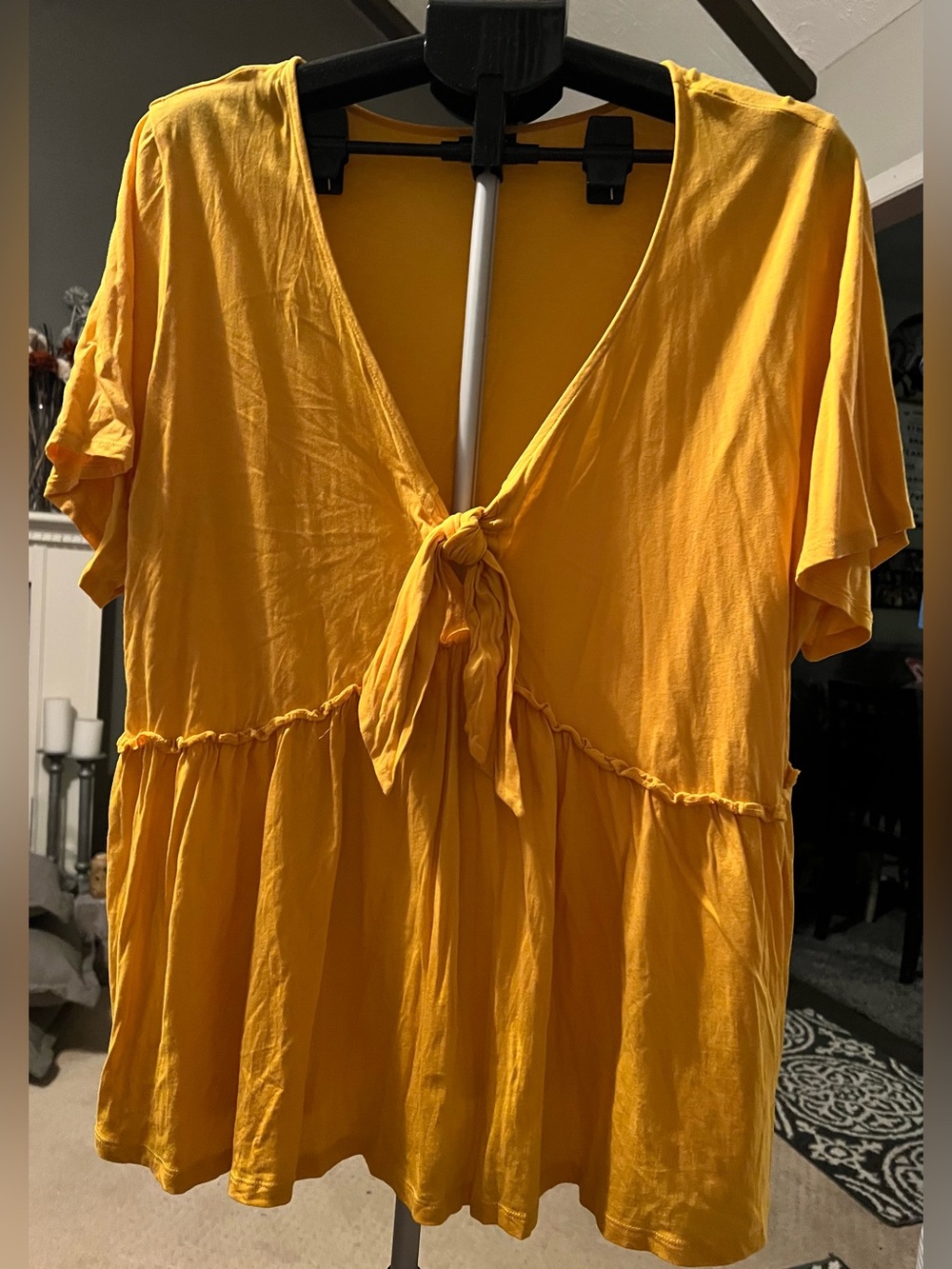 torrid Yellow Tie-Front Flutter Sleeve Tunic